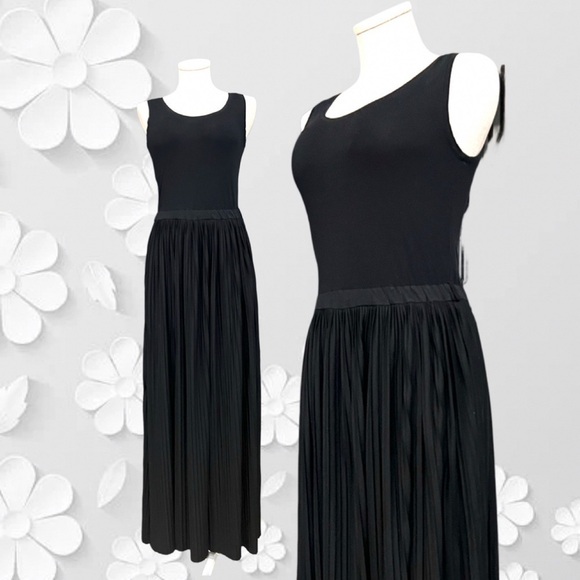 MANGO black sleeves maxi pleated dress - Picture 1 of 14